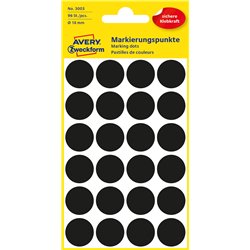 Kółka do zaznaczania Ø 18 mm, czarne etykiety papierowe, etykiety okrągłe z trwałym klejem, etykiety do oznaczenia 96 etyk