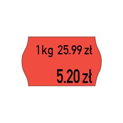 Etykiety cenowe w rolce do metkownicy dwurzędowej, 26 x 16 mm, czerwone cenówki, metki METO M30014337