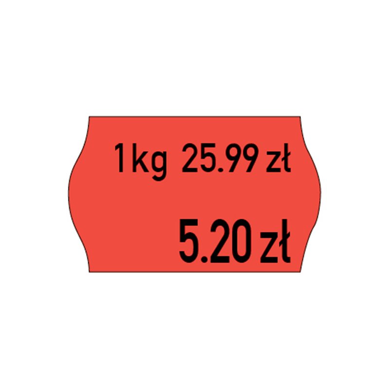 Etykiety cenowe w rolce do metkownicy dwurzędowej, 26 x 16 mm, czerwone cenówki, metki METO M30014337