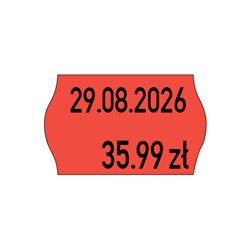 Etykiety cenowe w rolce do metkownicy dwurzędowej, 26 x 16 mm, czerwone cenówki, metki METO M30014337