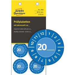Tabliczki znamionowe, naklejki serwisowe 20_ winylowe do opisu ręcznego, etykiety wodoodporne Ø 30 mm, niebieskie etykiety fol