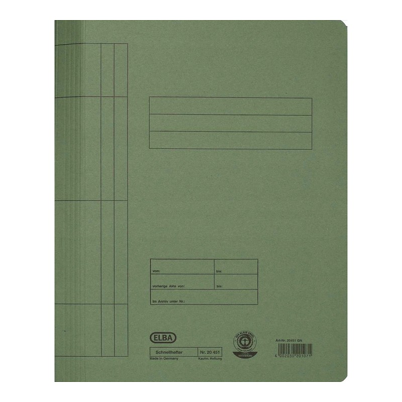 Skoroszyt kartonowy A4 Elba zielony 250g
