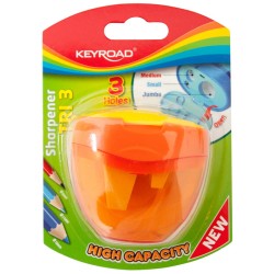 Temperówka KEYROAD, plastikowa, potrójna, blister, mix kolorów