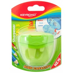 Temperówka KEYROAD, plastikowa, potrójna, blister, mix kolorów