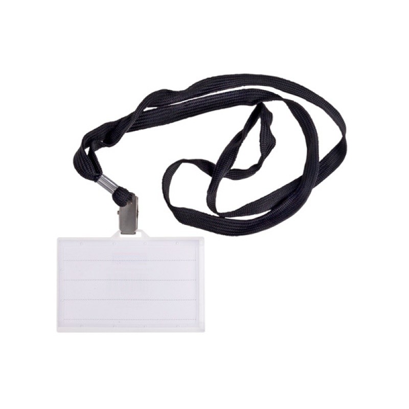 Identyfikator DONAU, z taśmą, twardy, czarny