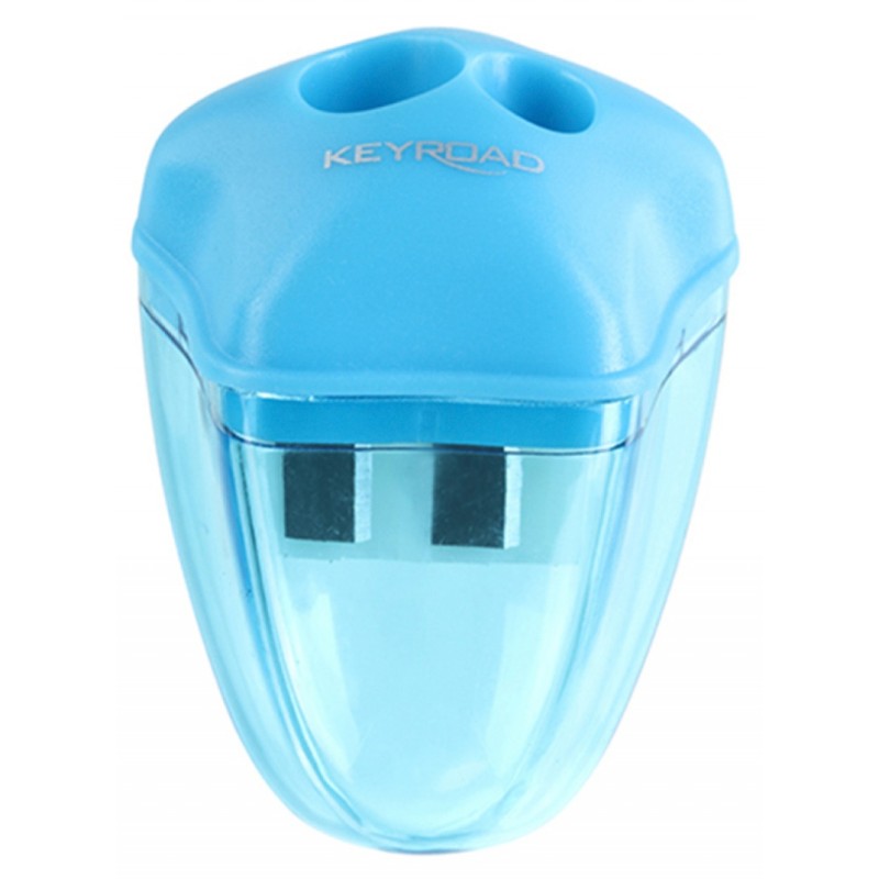 Temperówka KEYROAD Star, plastikowa, podwójna, z pojemnikiem, pakowane na displayu, mix kolorów