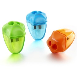 Temperówka KEYROAD Star, plastikowa, podwójna, z pojemnikiem, pakowane na displayu, mix kolorów