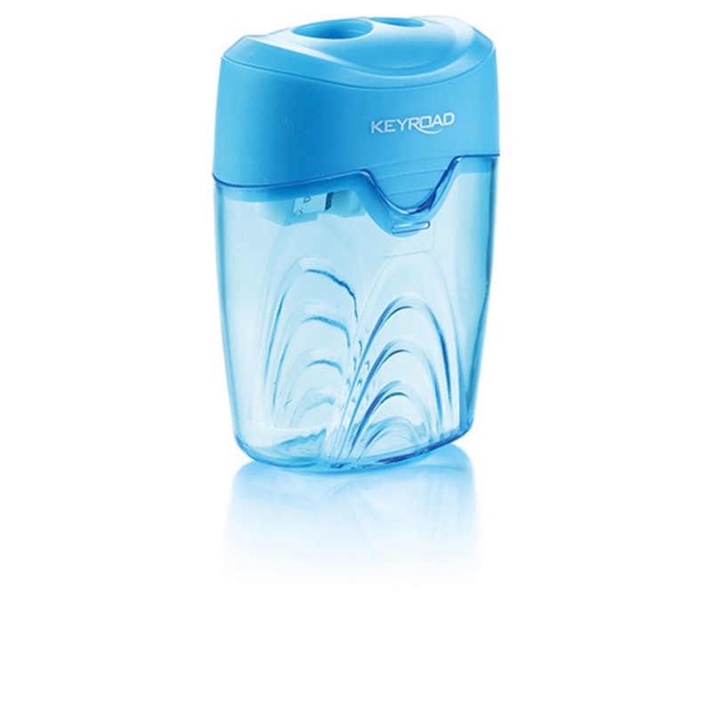 Temperówka KEYROAD Ripple, plastikowa, podwójna, z pojemnikiem, pakowane na displayu, mix kolorów