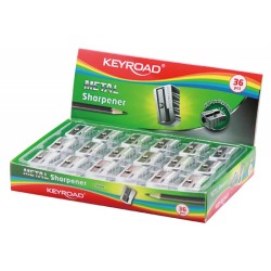 Temperówka KEYROAD, aluminiowa, pojedyncza, pakowana na displayu, srebrna