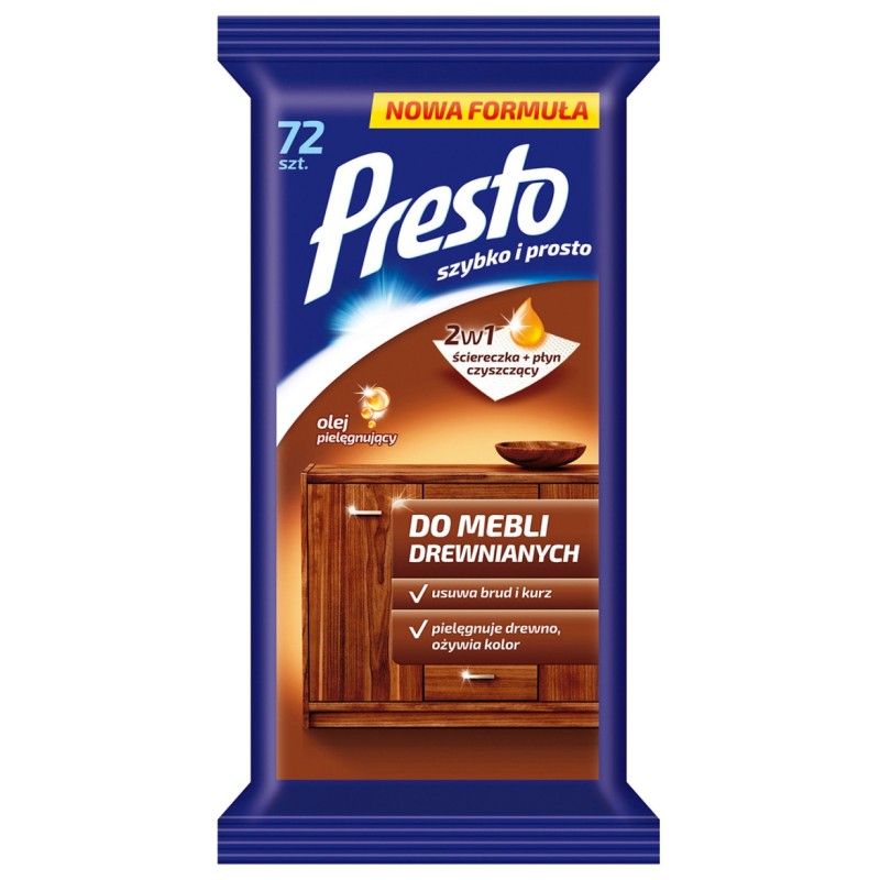 Ściereczki gospodarcze PRESTO, do mebli drewnianych, 72szt., białe