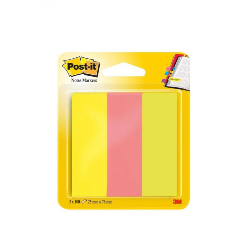 Zakładki indeksujące POST-IT® (671/3), papier, 25x76mm, 3x100 kart., mix kolorów