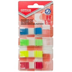 Zakładki indeksujące OFFICE PRODUCTS, PP, standard, 12x43mm, 4x35 kart., blister, mix kolorów
