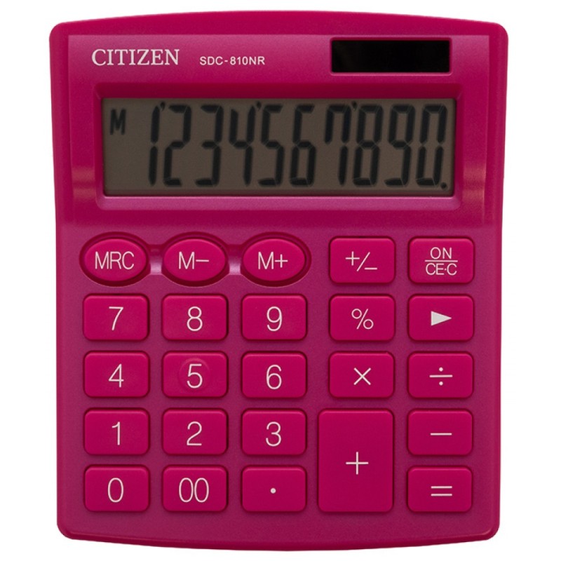 Kalkulator biurowy CITIZEN SDC-810NRPKE, 10-cyfrowy, 127x105mm, różowy