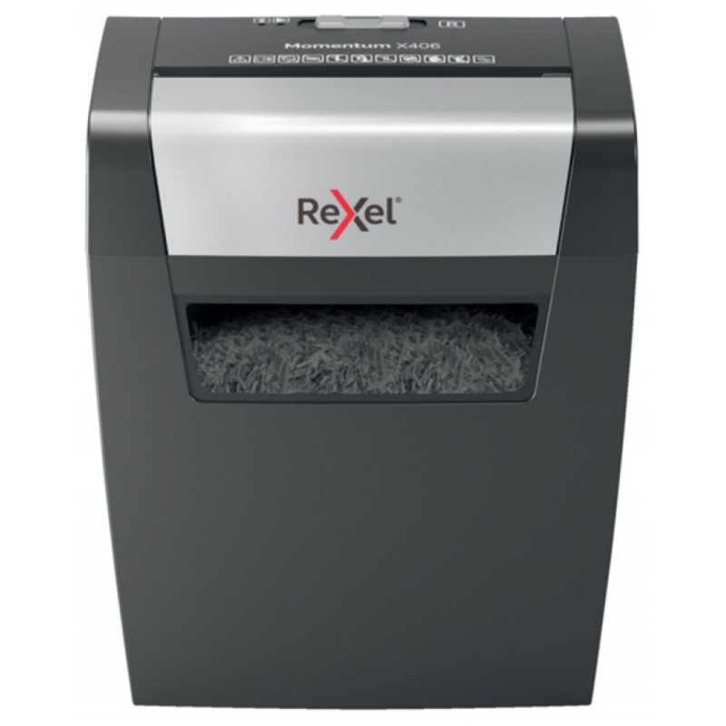 Niszczarka Rexel Momentum X406, konfetti, P-4, 6 kart., 15l, czarna