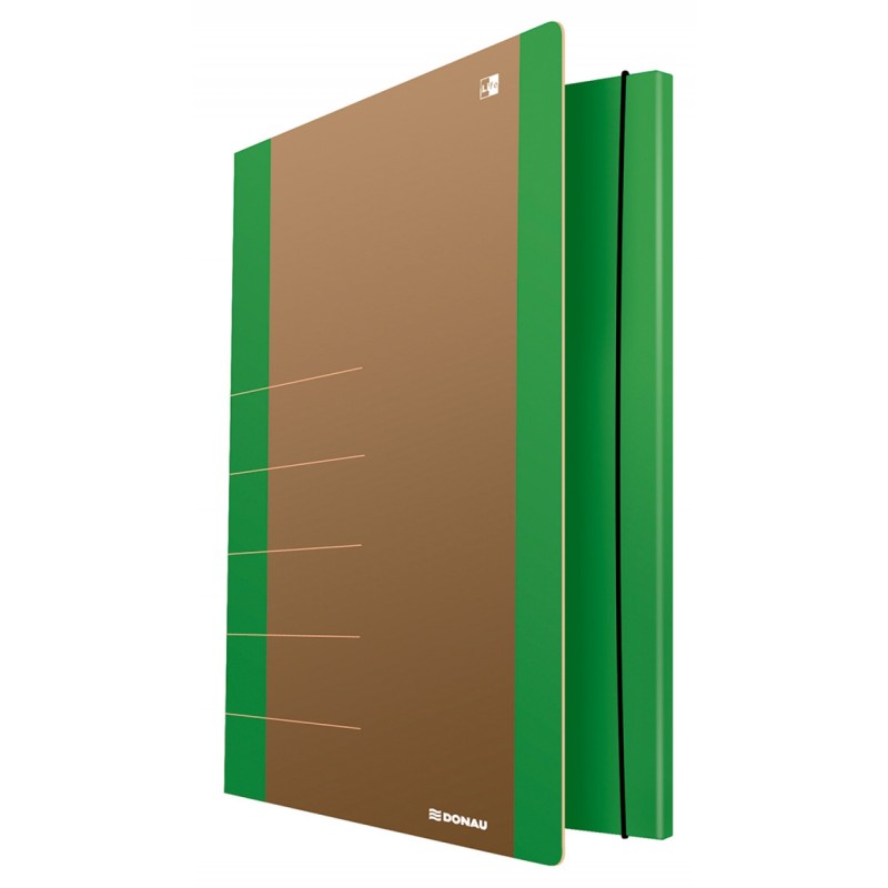 Teczka z gumką DONAU Life, Karton, A4, 500gsm, 3-skrz., zielony